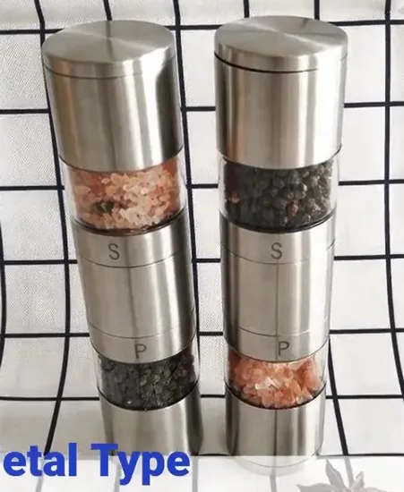 Macina sale e pepe dritto Factory 2 in 1 Premium in acciaio inossidabile, set di macina spezie in ceramica
