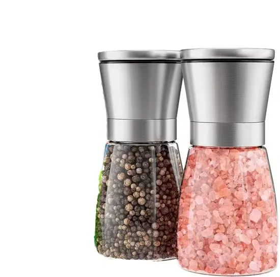 Nuovo design per macina sale e pepe con macina in ceramica regolabile per varie spezie, set di macina spezie manuale