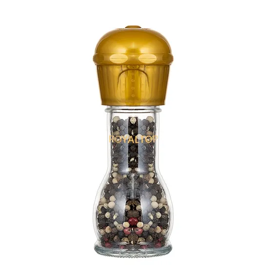 Macinasale e pepe mini all'ingrosso da 100 ml con rotore in ceramica regolabile, macina spezie in bottiglia di vetro