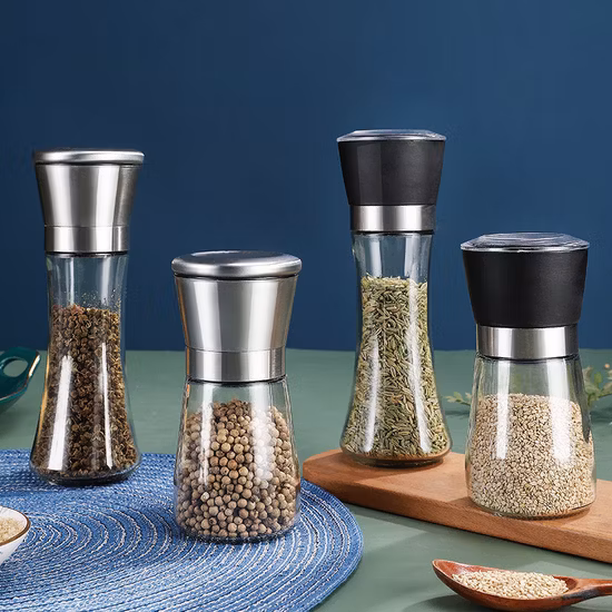 Macina sale e pepe Macina spezie ricaricabile in acciaio inox Macinapepe Macinapepe regolabile Utensili da cucina
