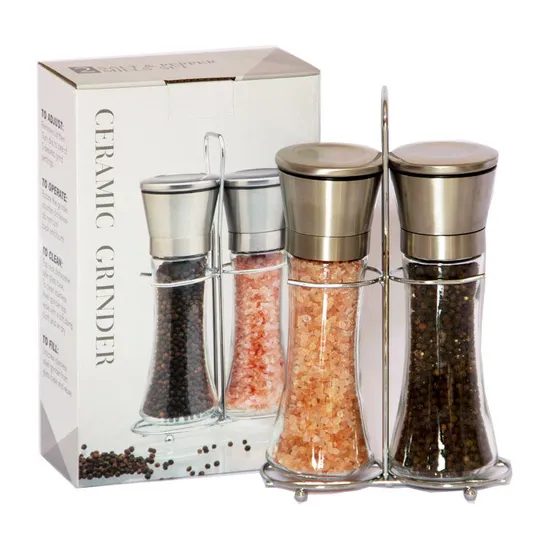 Set di macina sale e pepe regolabile in acciaio inossidabile con supporto Bl11407