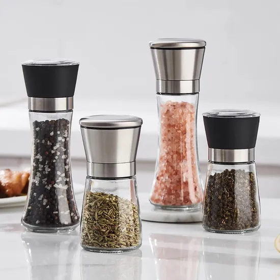 Macina sale marino e macina pepe in ceramica regolabile, portatile, leggero, di alta qualità, facile da pulire, da 180 ml e 200 ml