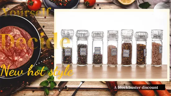 Contenitore per spezie da cucina da 90 ml e 100 ml, in vetro, in plastica, per macinare sale e pepe