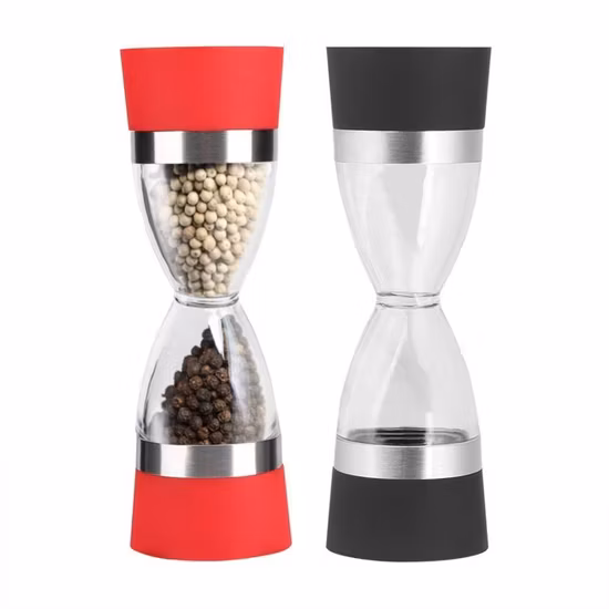 Macina spezie manuale in plastica all'ingrosso 2 in 1 per sale e pepe con anima in ceramica