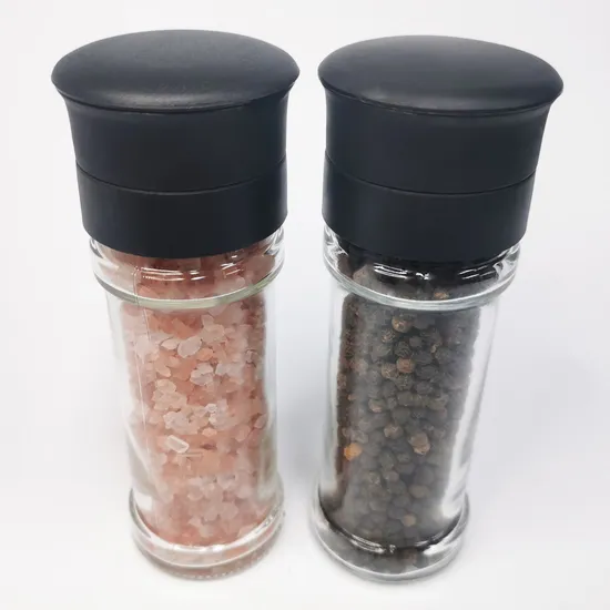 Macinasale e pepe regolabile in plastica e ceramica da 100 ml di alta qualità con bottiglia di vetro