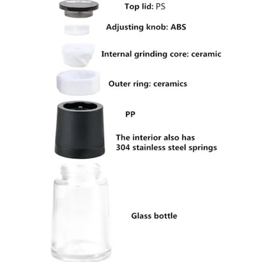 Macina sale e pepe in vetro da 120 ml con tappo in ceramica