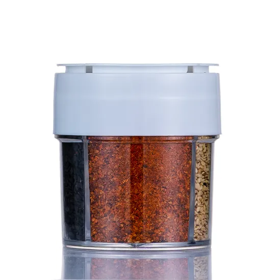Contenitore per spezie, sale, pepe, zucchero, peperoncino, 4 in 1, bottiglia di plastica per condimenti