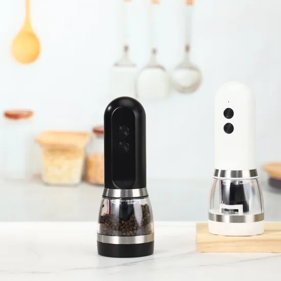 Macina spezie portatile per cucina, pepe, sale marino, due in uno, elettrico con illuminazione a LED