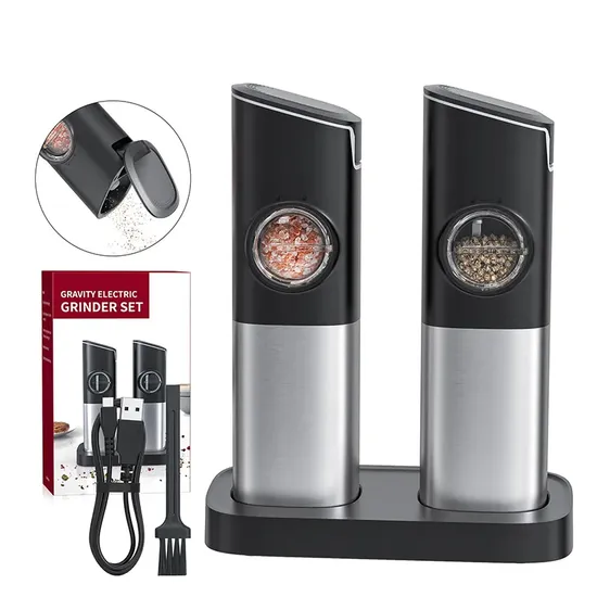 Set di macina sale e pepe elettrico in ceramica Gravity USB per erbe aromatiche