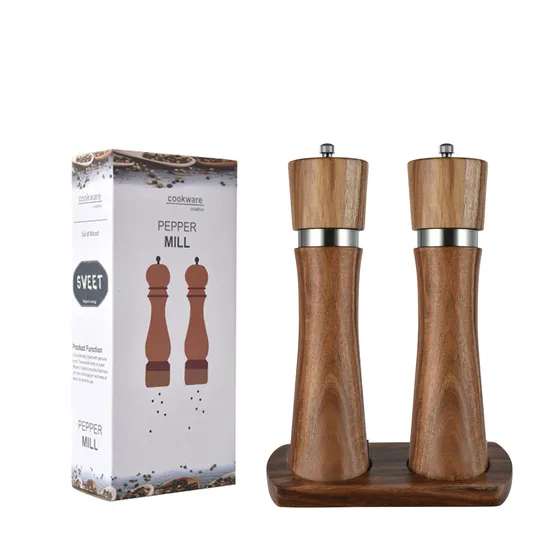 Macina pepe e sale in legno regolabile da 6 pollici con meccanismo in ceramica